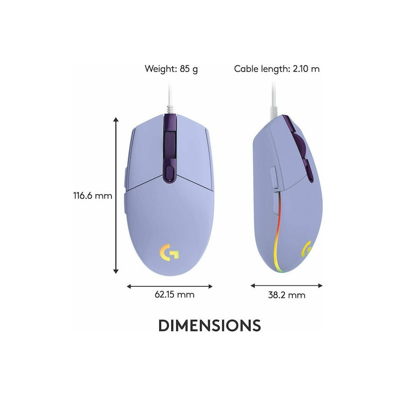 Logitech LOGITECH G203 Lightsync Gaming Mouse Lilac