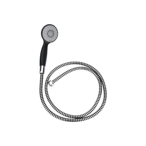 Estia Τηλέφωνο μπαταρίας μπάνιου χρωμίου 8cm με 3 Λειτουργίες Ροής & Σπιράλ Ασημί-Μαύρο 1.5m