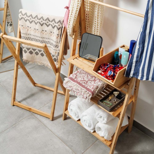 Estia Ραφιέρα  δαπέδου οργάνωσης ΒΑΜΒΟΟ ESSENTIALS με 3 ράφια φυσικό χρώμα