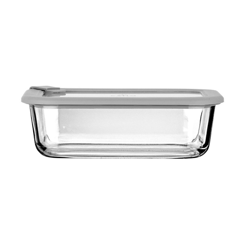 Estia Φαγητοδοχείο COLORSEAL γυάλινο 1050ml (21.6x16.5x7.4cm) με καπάκι σιλικόνης Γκρί