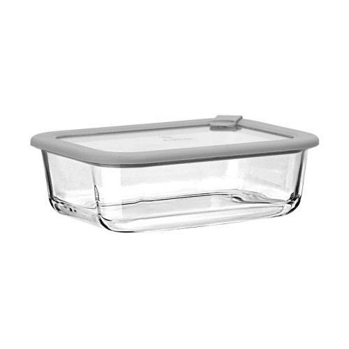 Estia Φαγητοδοχείο COLORSEAL γυάλινο 1050ml (21.6x16.5x7.4cm) με καπάκι σιλικόνης Γκρί