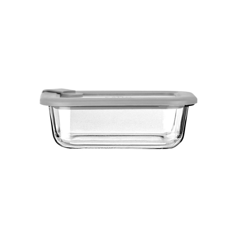 Estia Φαγητοδοχείο COLORSEAL γυάλινο 370ml (16.3x12.3x6.2cm) με καπάκι σιλικόνης Γκρί