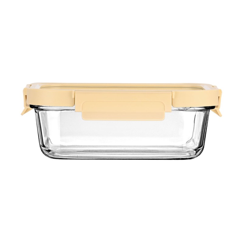 Estia Φαγητοδοχείο CLICK&SEAL γυάλινο 1050ml 21.6x16.5x7.4cm με καπάκι πλαστικό Ivory