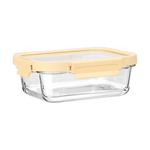 Estia Φαγητοδοχείο CLICK&SEAL γυάλινο 1050ml 21.6x16.5x7.4cm με καπάκι πλαστικό Ivory