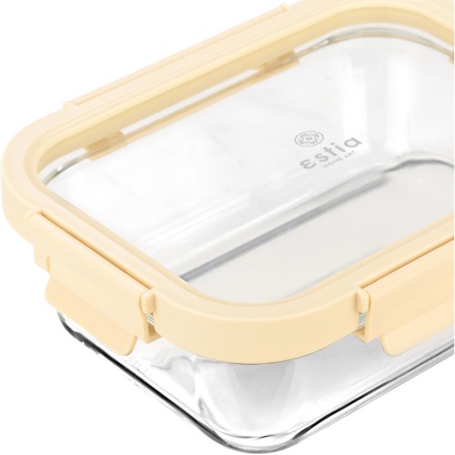 Estia Φαγητοδοχείο CLICK&SEAL γυάλινο 1050ml 21.6x16.5x7.4cm με καπάκι πλαστικό Ivory