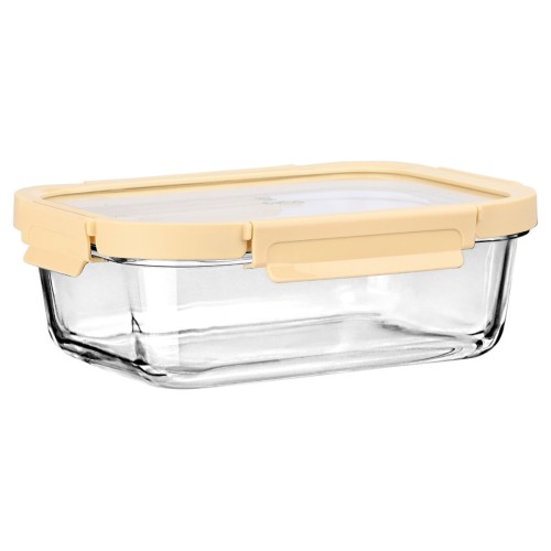 Estia Φαγητοδοχείο CLICK&SEAL γυάλινο 1520ml 23.5x17.8x7.6cm με καπάκι πλαστικό Ivory