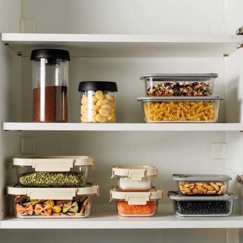 Estia Φαγητοδοχείο CLICK&SEAL γυάλινο 1520ml 23.5x17.8x7.6cm με καπάκι πλαστικό Ivory