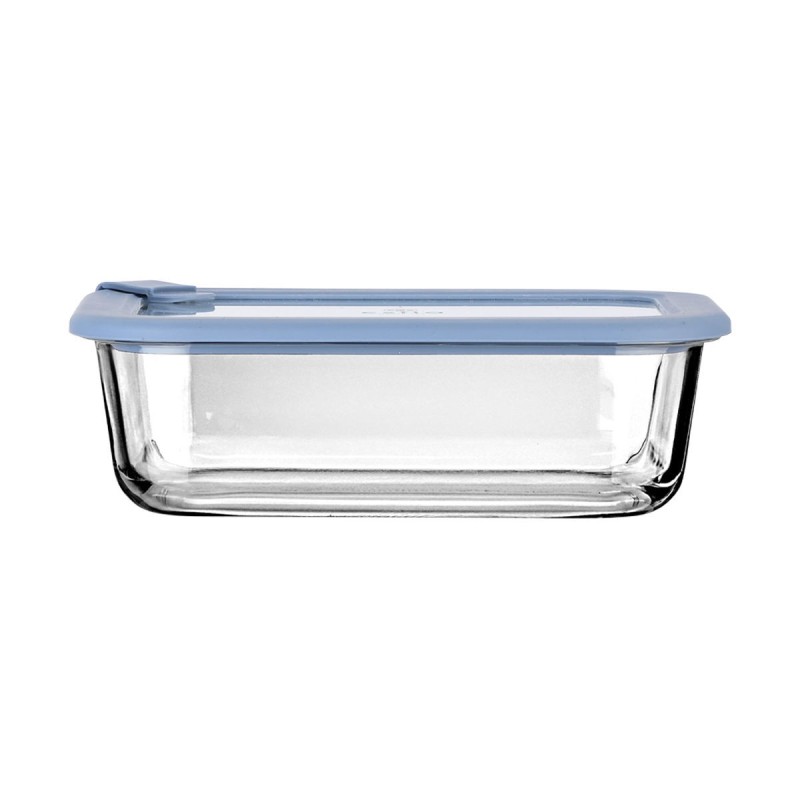 Estia Φαγητοδοχείο COLORSEAL γυάλινο 1050ml 21.6x16.5x7.4cm με καπάκι σιλικόνης Μπλέ