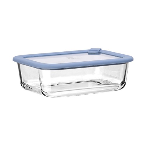Estia Φαγητοδοχείο COLORSEAL γυάλινο 1050ml 21.6x16.5x7.4cm με καπάκι σιλικόνης Μπλέ