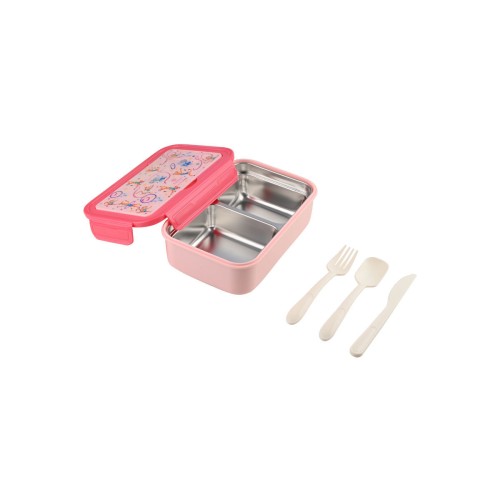 Estia Παιδικό φαγητοδοχείο SAVE THE AEGEAN 900ml με 2 ανοξείδωτες θήκες Wild stunts