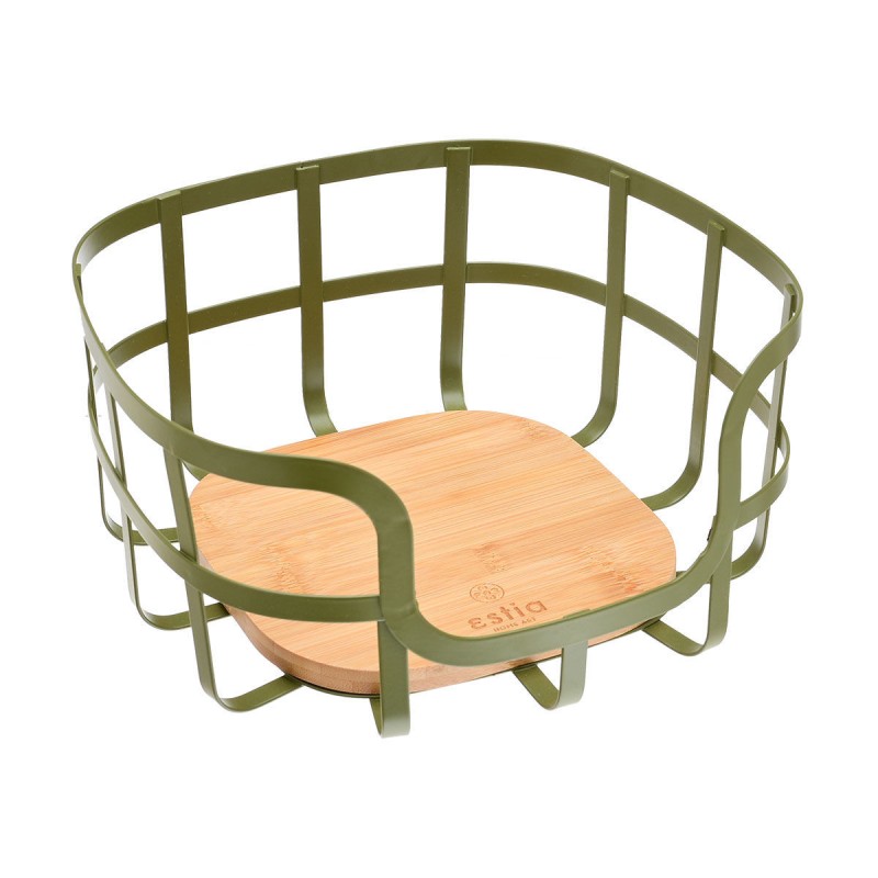 Estia ESTIA ΦΡΟΥΤΙΕΡΑ BAMBOO ESSENTIALS ΜΕΤΑΛΛΙΚΗ 24x24x12.7cm ΛΑΔΙ