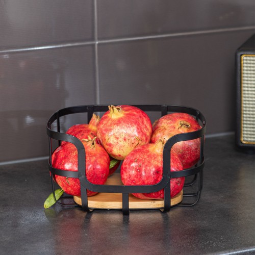 Estia ESTIA ΦΡΟΥΤΙΕΡΑ BAMBOO ESSENTIALS ΜΕΤΑΛΛΙΚΗ 24x24x12.7cm ΜΑΥΡΗ