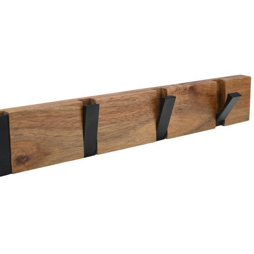 Estia Κρεμάστρα τοίχου ξύλινη 4 θέσεων με αναδιπλούμενους γάντζους