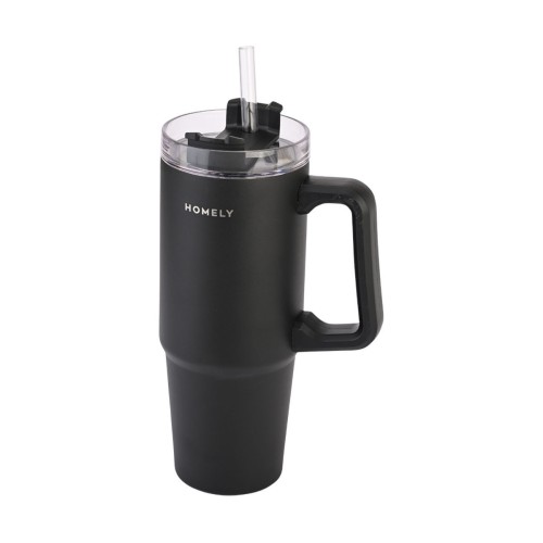 Estia Θερμός Straw Tumbler HOMELY  900ml Midnight Black