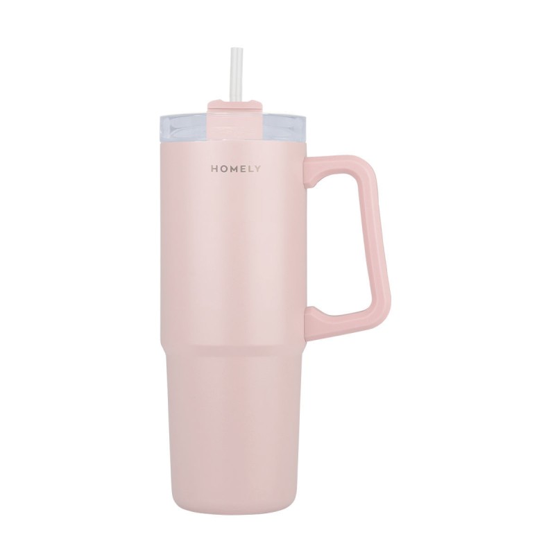 Estia Θερμός Straw Tumbler HOMELY 900ml Rose Quartz