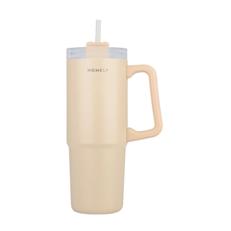 Estia Θερμός Straw Tumbler HOMELY  900ml Sandstone