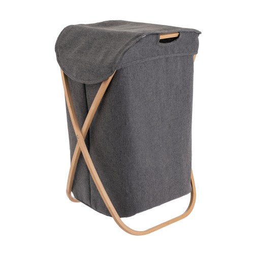 Estia ESTIA ΚΑΛΑΘΙ ΑΠΛΥΤΩΝ BAMBOO ESSENTIALS 40x40x70cm ΜΕ ΘΗΚΗ ΠΟΛΥΕΣΤΕΡΑ ΠΤΥΣΣΟΜΕΝΟ ΓΚΡΙ