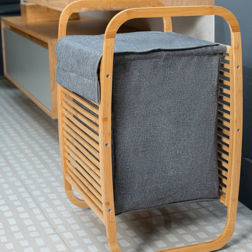 Estia ESTIA ΚΑΛΑΘΙ ΑΠΛΥΤΩΝ BAMBOO ΜΕ ΘΗΚΗ ΠΟΛΥΕΣΤΕΡΑ 40x35x60.5cm