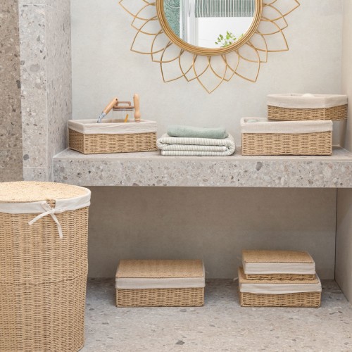 Estia ESTIA ΚΑΛΑΘΙ ΑΠΛΥΤΩΝ BOTANICA 40x40x55cm ME ΕΣΩΤΕΡΙΚΗ ΕΠΕΝΔΥΣΗ & ΚΑΠΑΚΙ