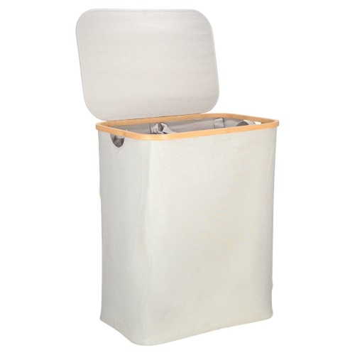 Estia Καλάθι απλύτων BAMBOO ESSENTIALS 144lt με καπάκι και 2 MESH BAGS 56x37x68cm Γκρί