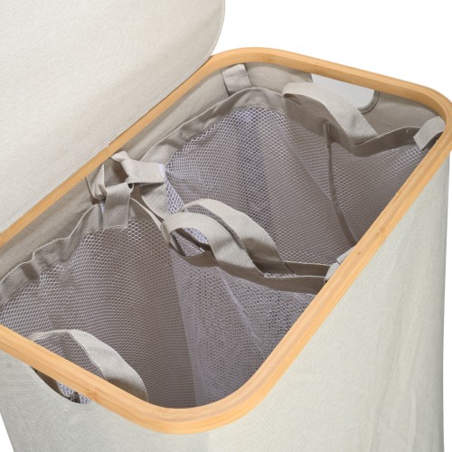 Estia Καλάθι απλύτων BAMBOO ESSENTIALS 144lt με καπάκι και 2 MESH BAGS 56x37x68cm Γκρί