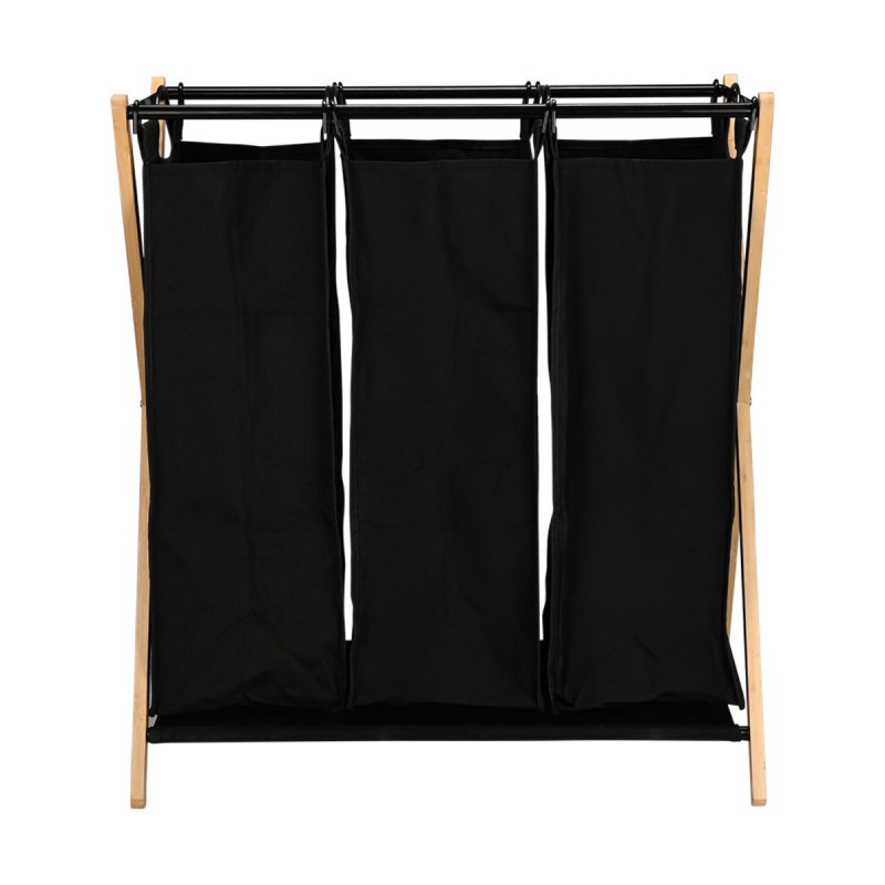 Estia Καλάθι απλύτων BAMBOO ESSENTIALS 102lt 3 Θέσεων 68x40x76cm Μαύρο