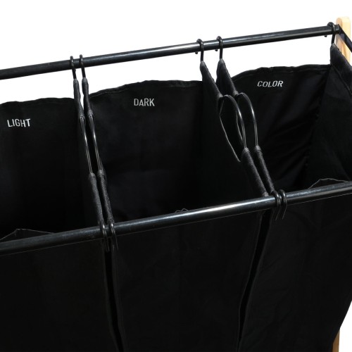 Estia Καλάθι απλύτων BAMBOO ESSENTIALS 102lt 3 Θέσεων 68x40x76cm Μαύρο