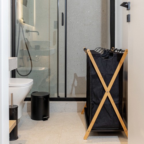 Estia Καλάθι απλύτων BAMBOO ESSENTIALS 102lt 3 Θέσεων 68x40x76cm Μαύρο