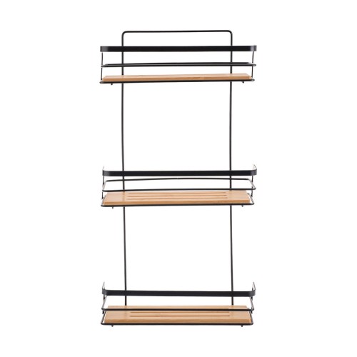 Estia ESTIA ΕΤΑΖΕΡΑ BAMBOO ESSENTIALS ΜΕΤΑΛΛΙΚΗ ΙΣΙΑ 3 ΘΕΣΕΩΝ 25.5x10.5x49cm ΜΑΥΡΗ