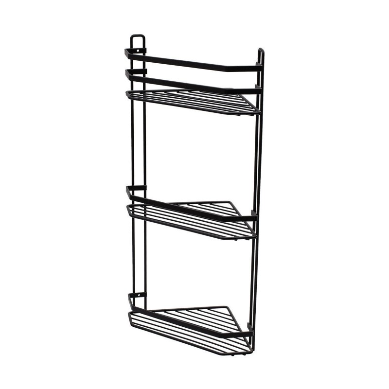 Estia ESTIA ΕΤΑΖΕΡΑ ELEGANT ΜΕΤΑΛΛΙΚΗ ΓΩΝΙΑΚΗ 3 ΘΕΣΕΩΝ 54x28x18cm ΜΑΥΡΗ