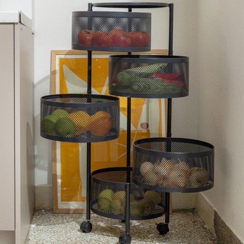 Estia ESTIA ΤΡΟΛΕΪ ΑΠΟΘΗΚΕΥΣΗΣ ΜΕΤΑΛΛΙΚΟ ΜΕ 5 ΣΥΡΤΑΡΙΑ ΜΑΥΡΟ