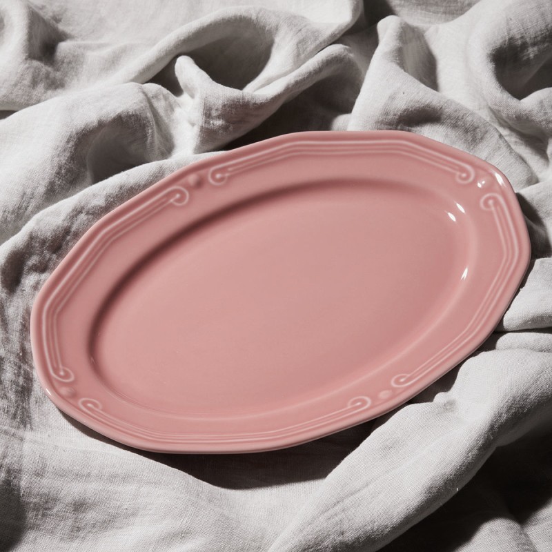 Estia ESTIA ΠΙΑΤΕΛΑ ΟΒΑΛ ATHÉNÉE ΠΟΡΣΕΛΑΝΙΝΗ ΑΝΑΓΛΥΦΗ 36cm ROSE