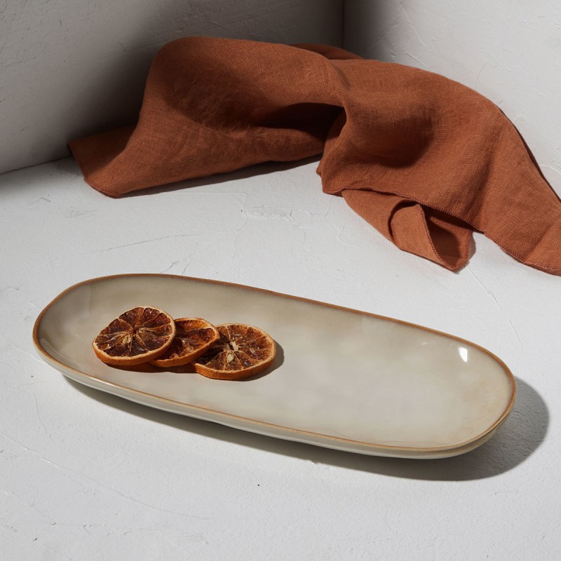 Estia ESTIA ΠΙΑΤΕΛΑ ΟΒΑΛ VIGNETTE STONEWARE 31cm IVORY