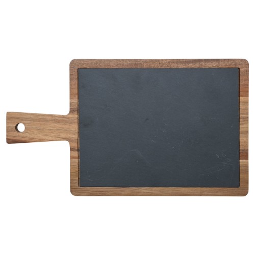 Estia ESTIA ΠΛΑΤΩ ΣΕΡΒΙΡΙΣΜΑΤΟΣ ΣΧΙΣΤΟΛΙΘΟΥ ΜΕ ΞΥΛΙΝΗ ΒΑΣΗ ΑΚΑΚΙΑ 35x20cm