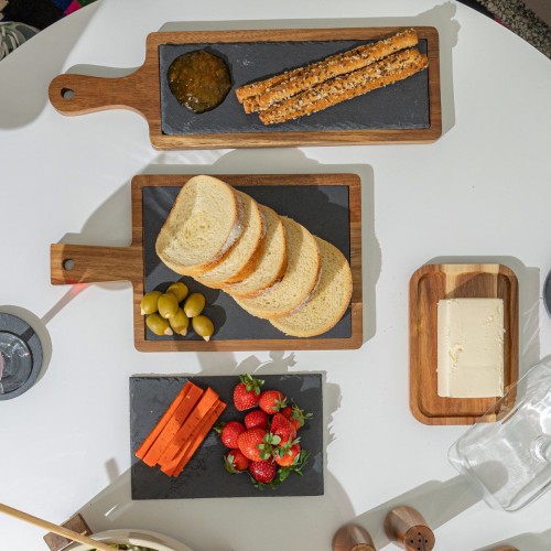 Estia ESTIA ΠΛΑΤΩ ΣΕΡΒΙΡΙΣΜΑΤΟΣ ΣΧΙΣΤΟΛΙΘΟΥ ΜΕ ΞΥΛΙΝΗ ΒΑΣΗ ΑΚΑΚΙΑ 35x20cm