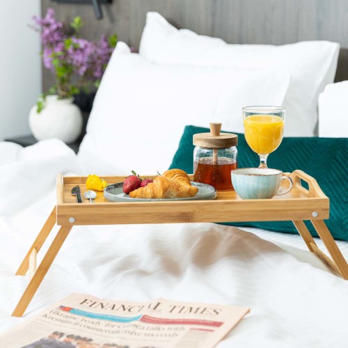 Estia Δίσκος σερβιρίσματος Bamboo Essentials 50x30x21cm με αναδιπλούμενα πόδια