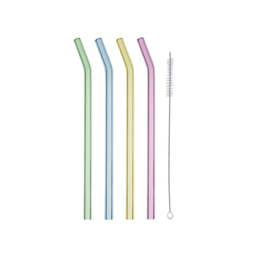 Estia ESTIA ΚΑΛΑΜΑΚΙΑ ΓΥΑΛΙΝΑ ΜΕ ΒΟΥΡΤΣΑΚΙ  ΣΕΤ 4 ΤΕΜ. ΠΟΛΥΧΡΩΜΑ