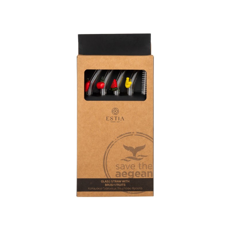 Estia ESTIA ΚΑΛΑΜΑΚΙΑ ΓΥΑΛΙΝΑ ΜΕ ΒΟΥΡΤΣΑΚΙ  ΣΕΤ 4 ΤΕΜ. ΦΡΟΥΤΑ