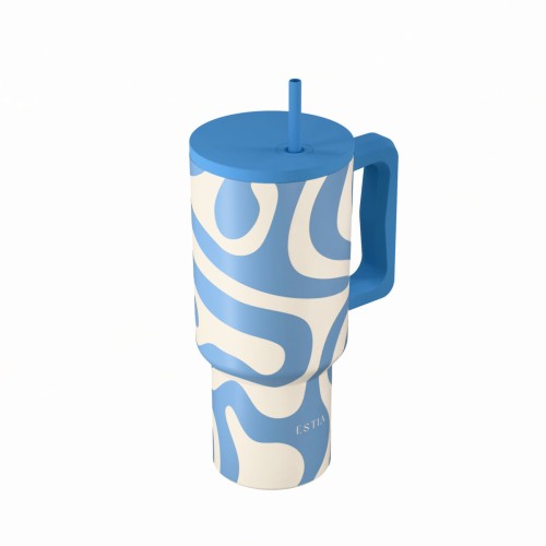 Estia ESTIA ΘΕΡΜΟΣ STRAW TUMBLER XL SAVE THE AEGEAN 900ml OCEAN WAVES