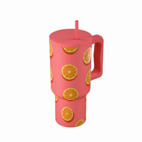 Estia ESTIA ΘΕΡΜΟΣ STRAW TUMBLER XL SAVE THE AEGEAN 900ml ORANGE POP