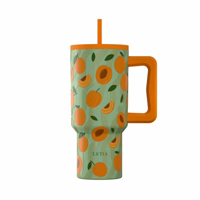 Estia ESTIA ΘΕΡΜΟΣ STRAW TUMBLER XL SAVE THE AEGEAN 900ml PEACH GARDEN