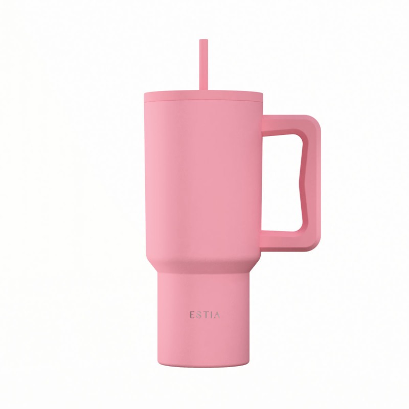 Estia ESTIA ΘΕΡΜΟΣ STRAW TUMBLER XL SAVE THE AEGEAN 900ml ROSE