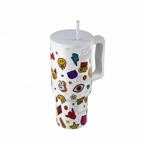 Estia ESTIA ΘΕΡΜΟΣ STRAW TUMBLER XL SAVE THE AEGEAN 900ml URBAN VIBES