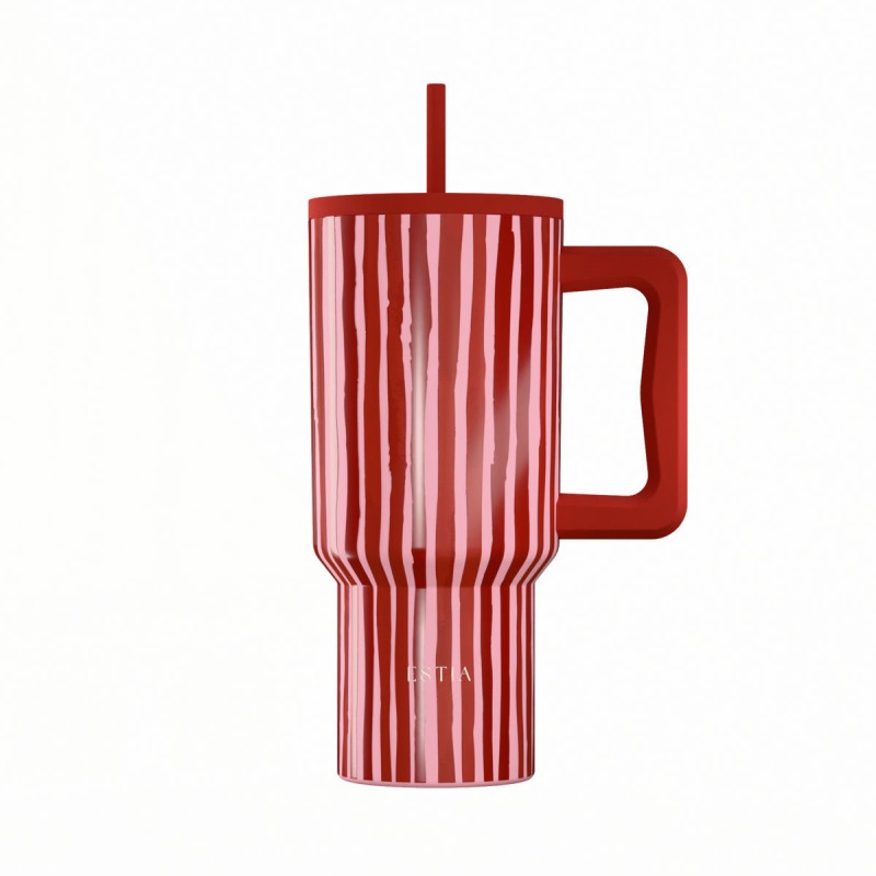 Estia ESTIA ΘΕΡΜΟΣ STRAW TUMBLER XL SAVE THE AEGEAN 900ml VIVA STRIPE