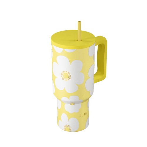 Estia ESTIA ΘΕΡΜΟΣ STRAW TUMBLER XL SAVE THE AEGEAN 900ml YELLOW DAISY