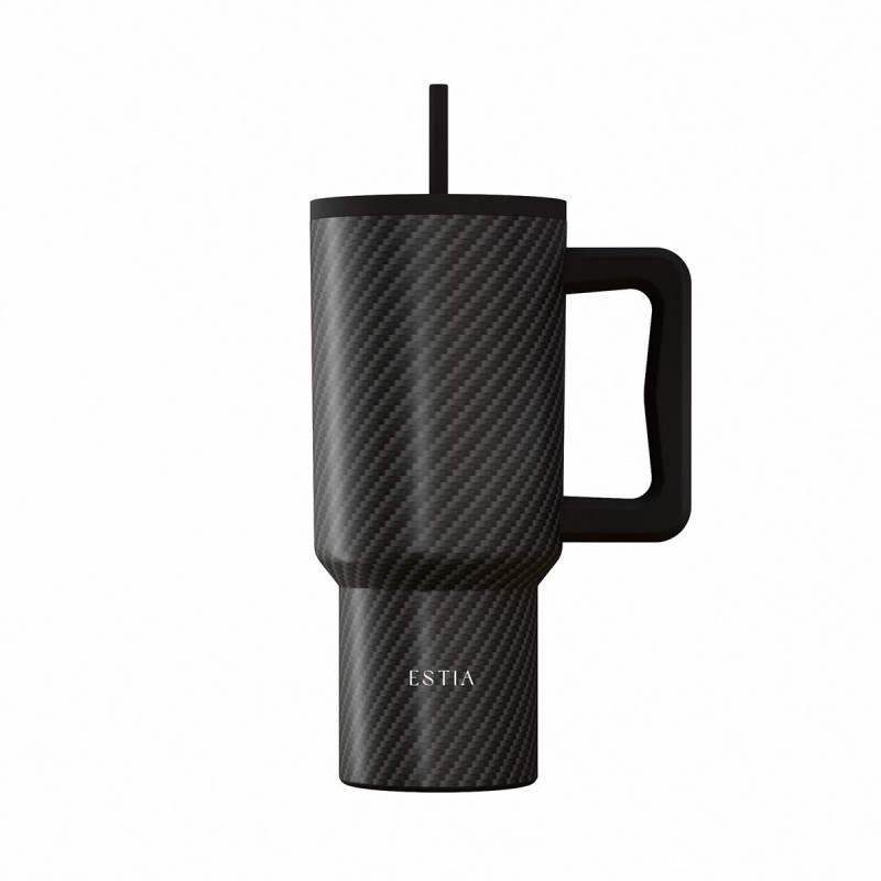 Estia ESTIA ΘΕΡΜΟΣ STRAW TUMBLER XL SAVE THE AEGEAN 900ml CARBON FIBRE