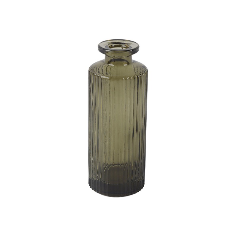 Estia ESTIA ΓΥΑΛΙΝΟ ΔΙΑΚΟΣΜΗΤΙΚΟ ΒΑΖΟ GLOWER RIB SMOKED GREEN