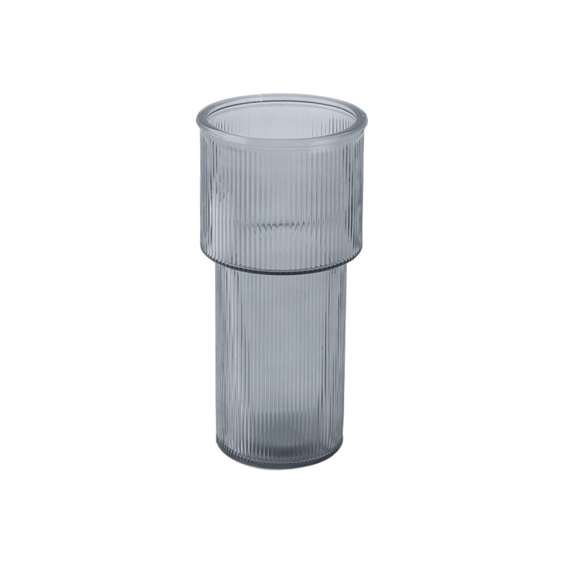 Estia ESTIA ΔΙΑΚΟΣΜΗΤΙΚΟ ΓΥΑΛΙΝΟ ΒΑΖΟ RIPPLE 24cm ΓΚΡΙ