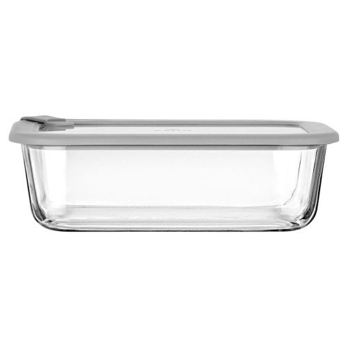 Estia Φαγητοδοχείο COLORSEAL γυάλινο 1520ml (23.5x17.8x7.6cm) με καπάκι σιλικόνης Γκρί