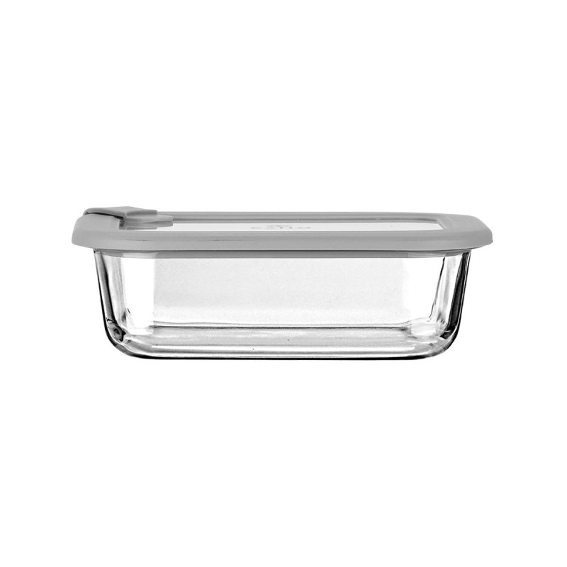 Estia Φαγητοδοχείο COLORSEAL γυάλινο 640ml (18.9x14.5x6.7) με καπάκι σιλικόνης Γκρί